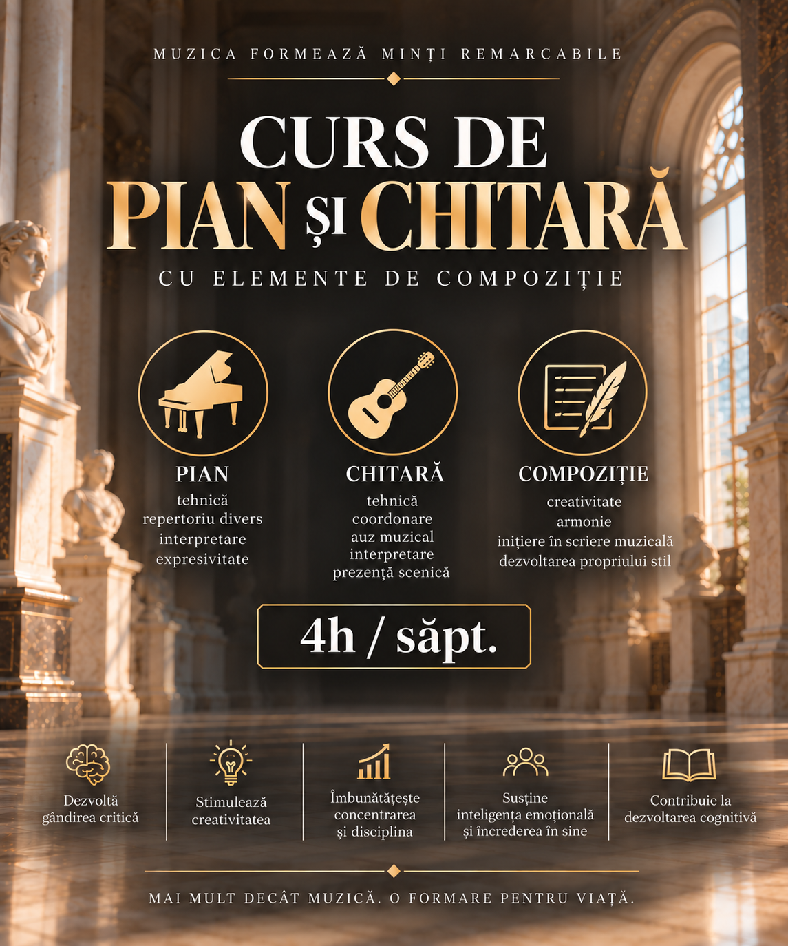 Curs de Chitara&Pian - Copii (Abonament Lunar 4h/sǎpt. )