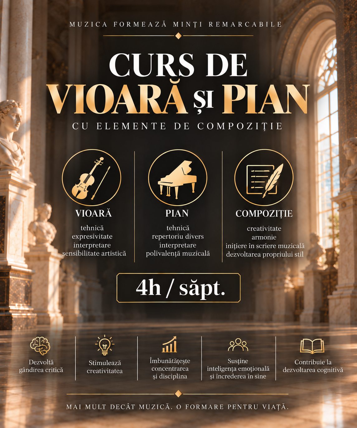 Curs de Vioarǎ&Pian - Copii (Abonament Lunar 4h/sǎpt. )